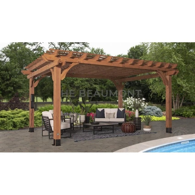 Backyard Discovery Beaumont 12-ft W x 14-ft L Brown Wood Freestanding Pergola