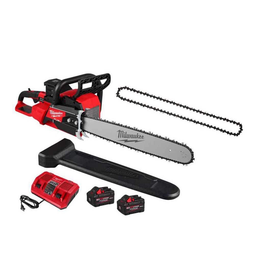 Milwaukee M18 FUEL 18V 20 in. Brushless Cordless Dual Battery Chainsaw Kit w/ Extra Chain, (2) 8.0 Ah FORGE Batteries, Charger 2827-22-49-16-2752